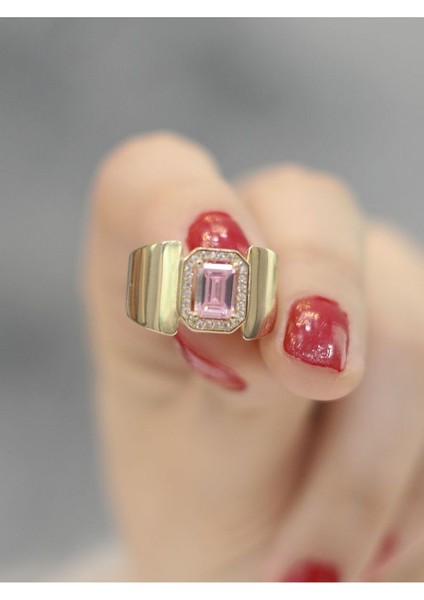 14 Ayar Altın Splandor Pembe Baget Yüzük modelleri