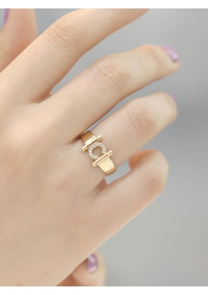 ZEYNEPLİ GOLD 14 Ayar Altın Küçük C Harfli Taşlı Yüzük fiyatları