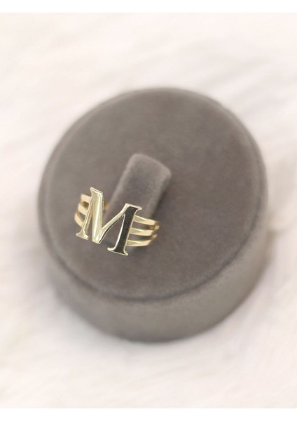 14 Ayar Altın Kaburga M Harfi Yüzük modelleri