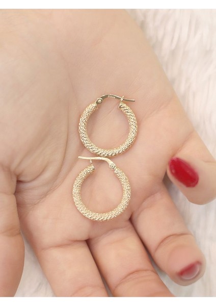 14 Ayar Altın Orta Boy Simli Küpe fırsatları