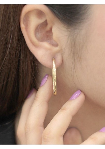 14 Ayar Altın Ortaboy Elips Küpe