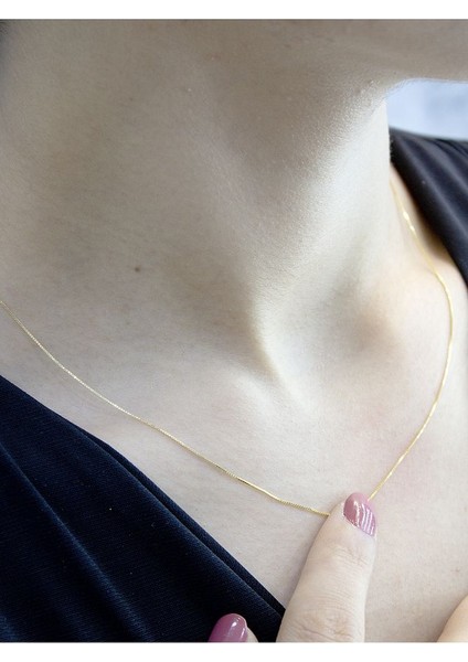 14 Ayar Altın Ince Küp Zincir Kolye modelleri