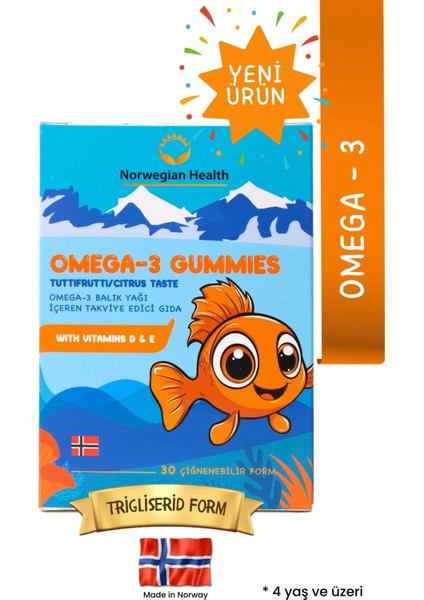 Çocuk Omega 3 Ciğnenebilir Gummies 30 Kapsül