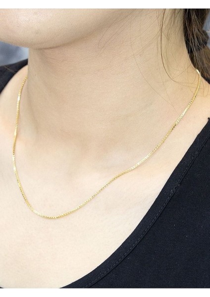 14 Ayar Altın Zarif Küp Zincir Kolye