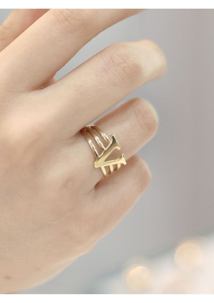 14 Ayar Altın Kaburga V Harfli Yüzük fiyatları