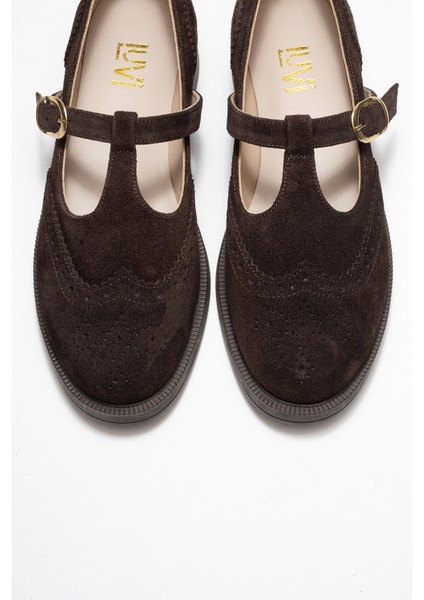 Janney Kahverengi Süet Hakiki Deri Bantlı Kadın Loafer Ayakkabı fiyatları