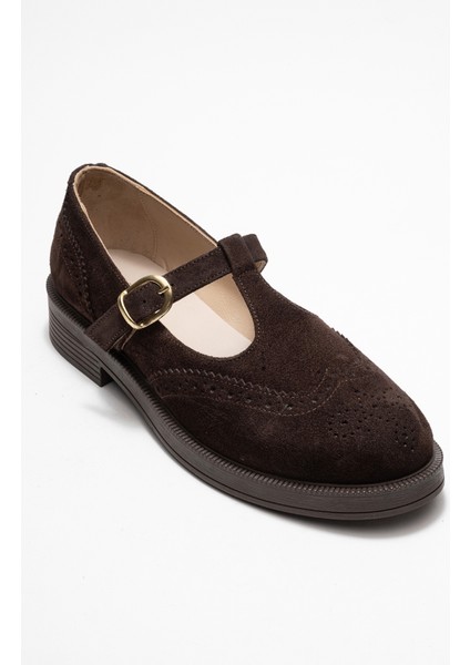 Janney Kahverengi Süet Hakiki Deri Bantlı Kadın Loafer Ayakkabı modelleri