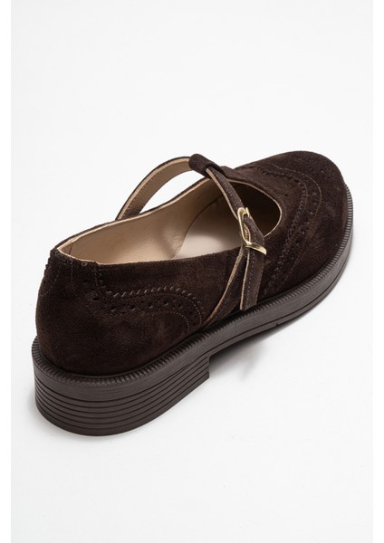 Janney Kahverengi Süet Hakiki Deri Bantlı Kadın Loafer Ayakkabı indirimleri