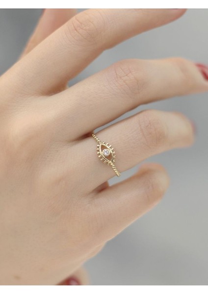 14 Ayar Altın Melek Gözü Yüzük