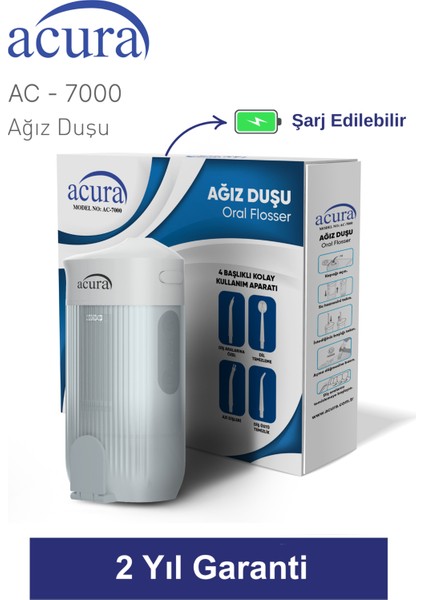 AC-7000 Şarjlı 4 Başlıklı Ağız Duşu