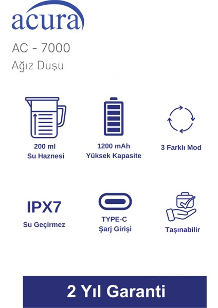 AC-7000 Şarjlı 4 Başlıklı Ağız Duşu fiyatları