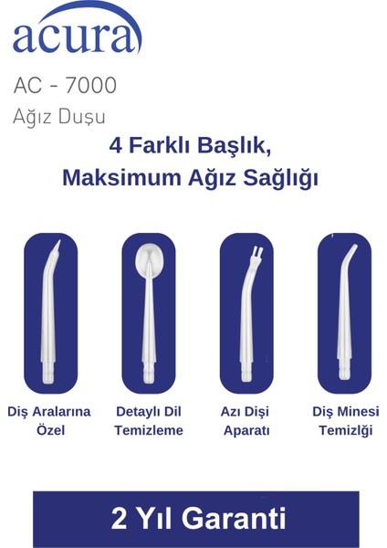 AC-7000 Şarjlı 4 Başlıklı Ağız Duşu modelleri