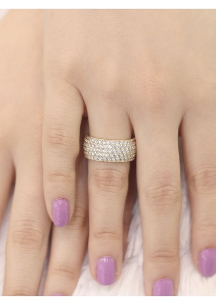 14 Ayar Altın Tam Tur Taşlı Yüzük