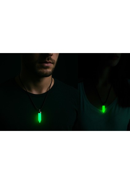 Fosforlu Kedigözü Kolye - Unisex Günlük Aksesuar Bijuteri Hediyelik Kolye - Karanlıkta Yeşil Parlayan Kolye