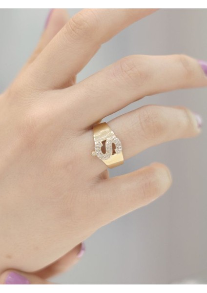 14 Ayar Altın Büyük Ş Harfli Taşlı Yüzük fiyatları