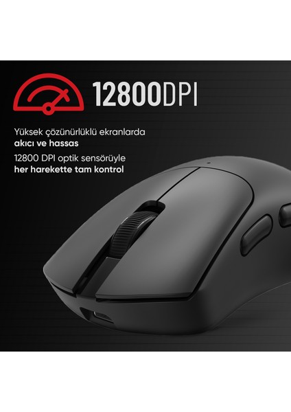 63B Bluetooth Kablosuz Kablolu Şarjlı 12800 Dpı Gaming Mouse Makrolu Ultra Hafif Oyuncu Mouse Siyah fırsatları