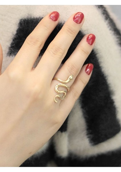 14 Ayar Altın Uzun Yılan Tasarımlı Yüzük fiyatları