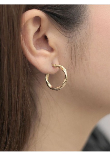 14 Ayar Altın Sarmaşık Parıltı Küpe