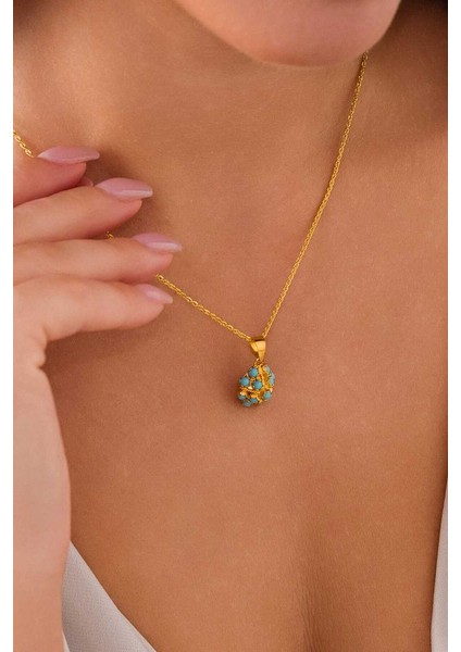 14 Ayar Altın Firuze Piramit Kolye fiyatları