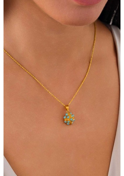 14 Ayar Altın Firuze Piramit Kolye fırsatları