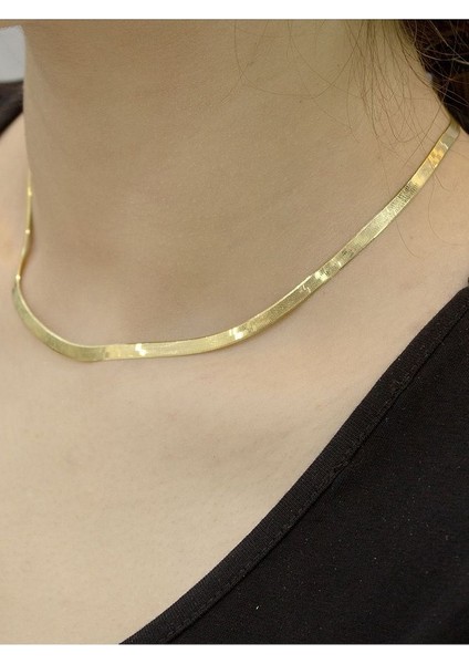 14 Ayar Altın Kalın Italyan Ezme Zincir Kolye