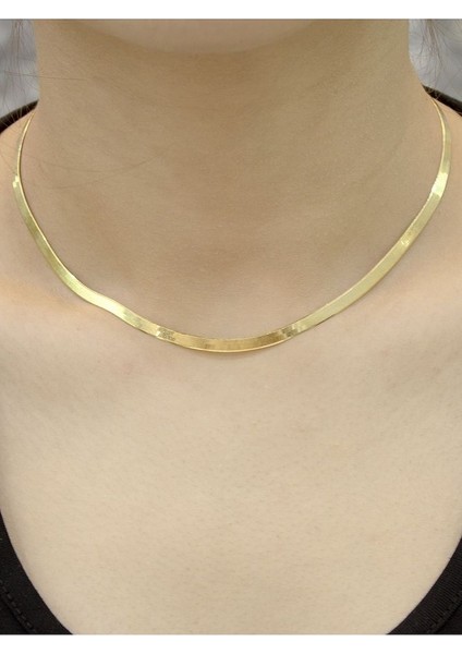 14 Ayar Altın Kalın Italyan Ezme Zincir Kolye fiyatları