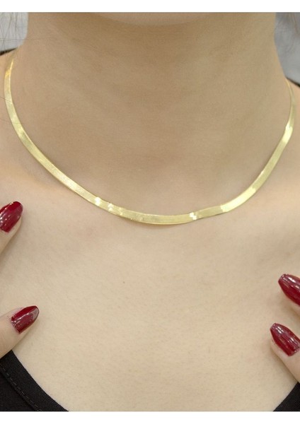 14 Ayar Altın Kalın Italyan Ezme Zincir Kolye modelleri