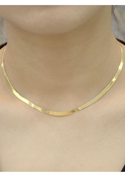 14 Ayar Altın Kalın Italyan Ezme Zincir Kolye indirimleri