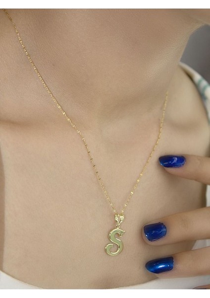 ZEYNEPLİ GOLD 14 Ayar Altın Şirin S Harfli Kolye