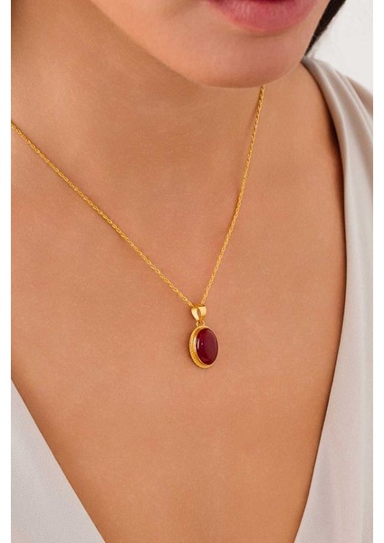 14 Ayar Altın Firuze & Akik Taşlı Kolye modelleri