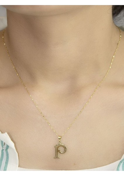 ZEYNEPLİ GOLD 14 Ayar Altın Şirin P Harfli Kolye