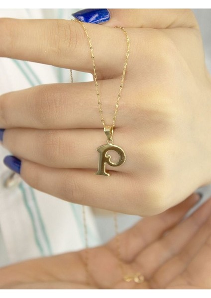 ZEYNEPLİ GOLD 14 Ayar Altın Şirin P Harfli Kolye modelleri