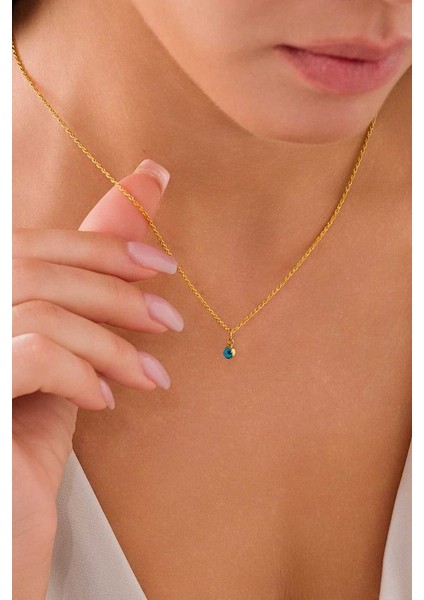 14 Ayar Altın Mavi Gözlü Burgu Kolye