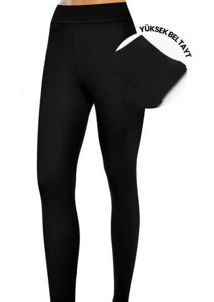Kadın Yüksek Bel Likralı Tayt (%96 Pamuk - %4 Elastan)