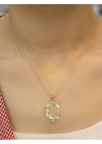 ZEYNEPLİ GOLD 14 Ayar Press Füzyon Ç Harfli Kolye fırsatları
