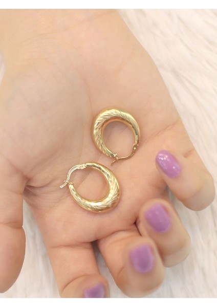 14 Ayar Altın Bombeli Parıltı Küpe fırsatları