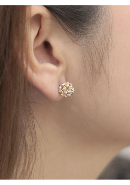 14 Ayar Altın Çift Renk Dorikalı Top Küpe fiyatları