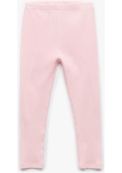 Pamuklu Beli Lastikli Ribanalı Basic Pembe Kız Bebek Tayt 6WMG40016AK
