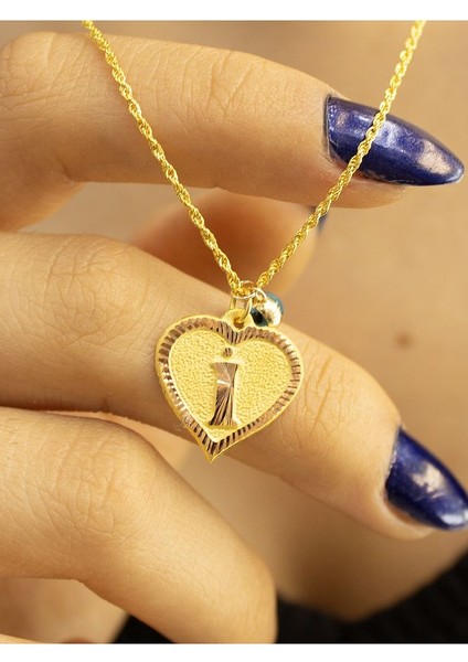 14 Ayar Altın Kalpli I Harfli Kolye indirimleri
