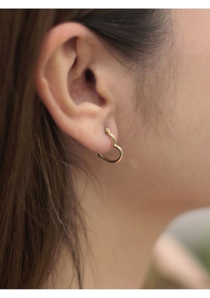 14 Ayar Altın Kalp Tasarım Küpe