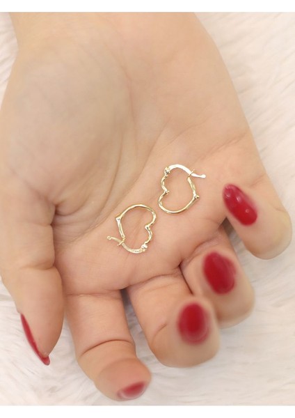 14 Ayar Altın Kalp Tasarım Küpe modelleri