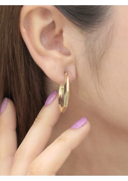 14 Ayar Altın Pramit Halka Küpe