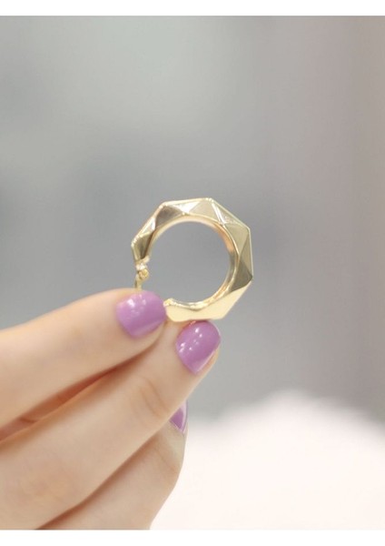 14 Ayar Altın Pramit Halka Küpe modelleri