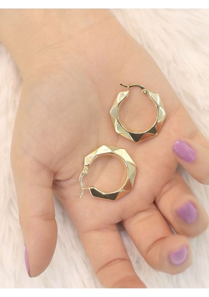 14 Ayar Altın Pramit Halka Küpe fırsatları