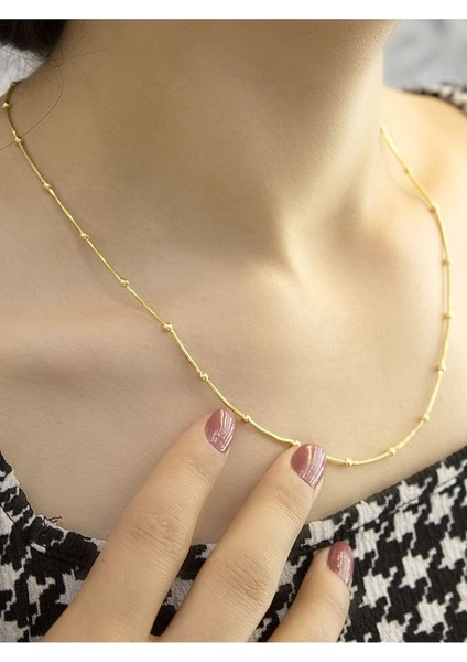 14 Ayar Altın Toplu Tondo Balık Sırtı Zincir Kolye