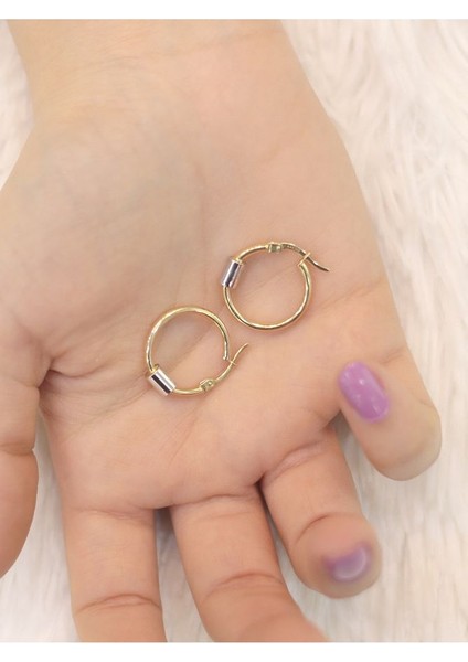 14 Ayar Altın Silindirli Halka Küpe modelleri