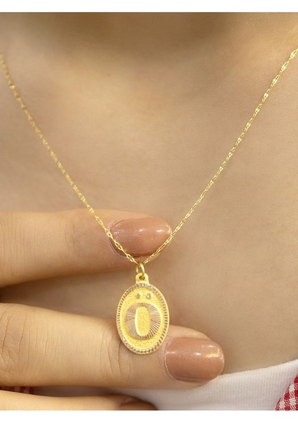 14 Ayar Altın Aynalı Oval Ö Harfli Kolye modelleri