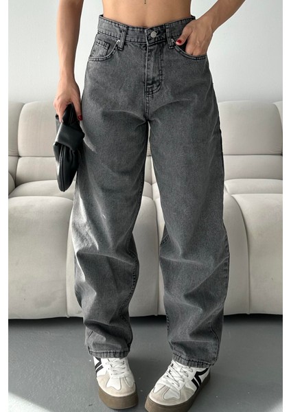 Kar Yıkamalı Baggy Kot Pantolon Koyu Gri - 27269 fırsatları