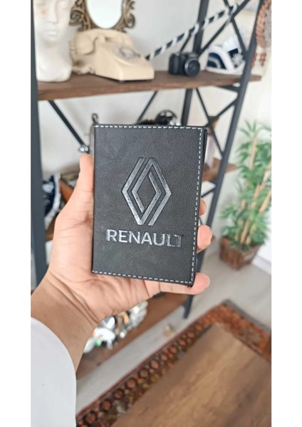 Renault Deri Dikişli Araç Ruhsat Kılıfı Kabı Oto Ruhsatlık Araba Ruhsat Koruyucu