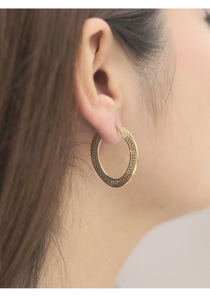 14 Ayar Altın Dalgalı Elips Greek Küpe fiyatları